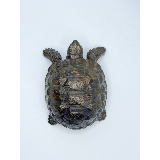 Realism 1990s Bronze Tortoise Sculpture — Hyperrealistic Miniature Figurine For Sale - Image 3 of 4