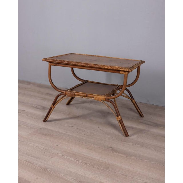 Vintage Italian Bamboo and Wood Coffee Table, 1960s For Sale - Image 3 of 10
