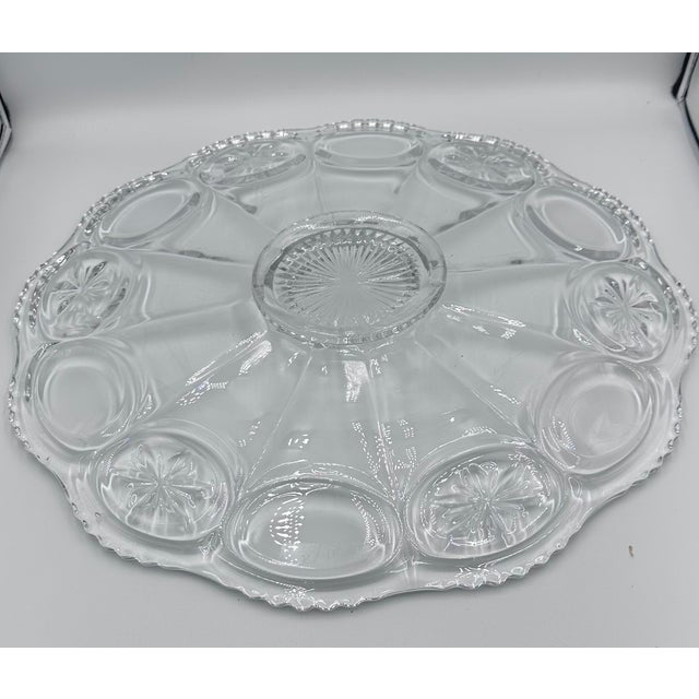 Transparent 1960s Tiffin-Franciscan l.e Smith Moon & Stars Punch Bowl, Large Under Plate & 10 Cups For Sale - Image 8 of 11