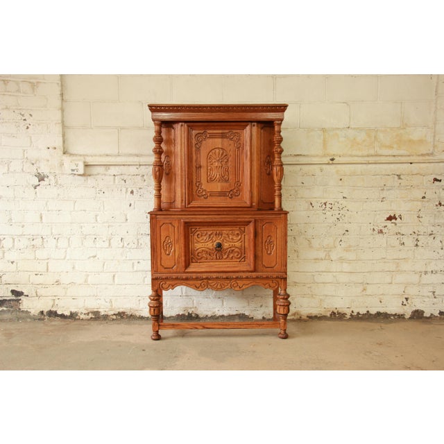 Antique Spanish Revival Carved Oak Hutch Chairish