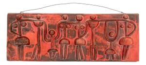 Monika Laborcz Figural Red Glazed Ceramic Relief