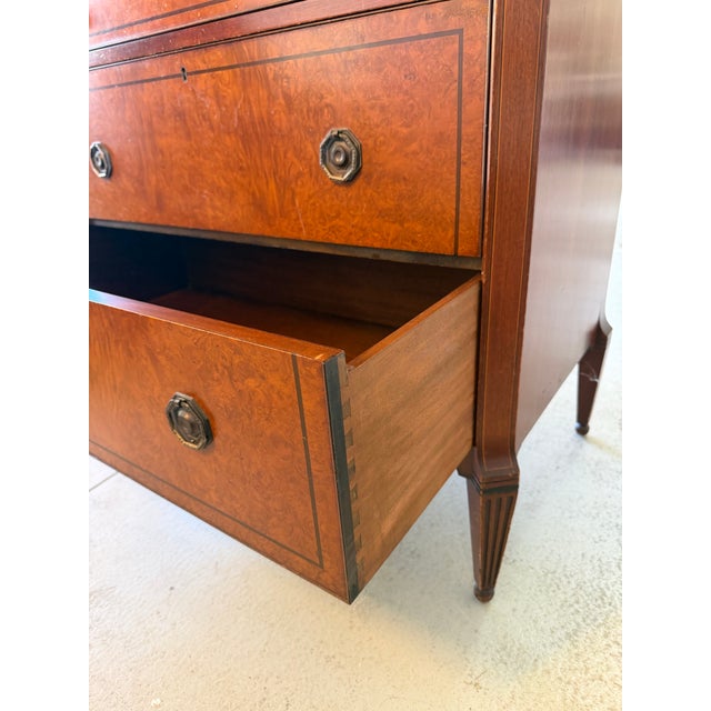 Neoclassical 19th Century Hand-Painted Satin Wood Secretary Desk and Dresser For Sale - Image 3 of 12