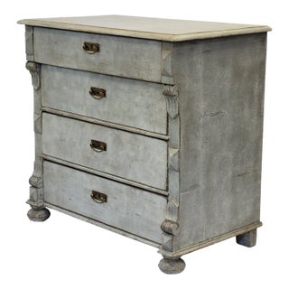 Antique European Pine Gustavian Style Gray Dresser Chest of Drawers For Sale