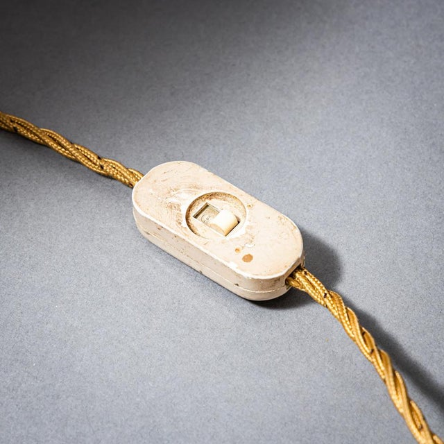 Yellow Mid-Century Table Lamp with Rope Decoration For Sale - Image 8 of 9