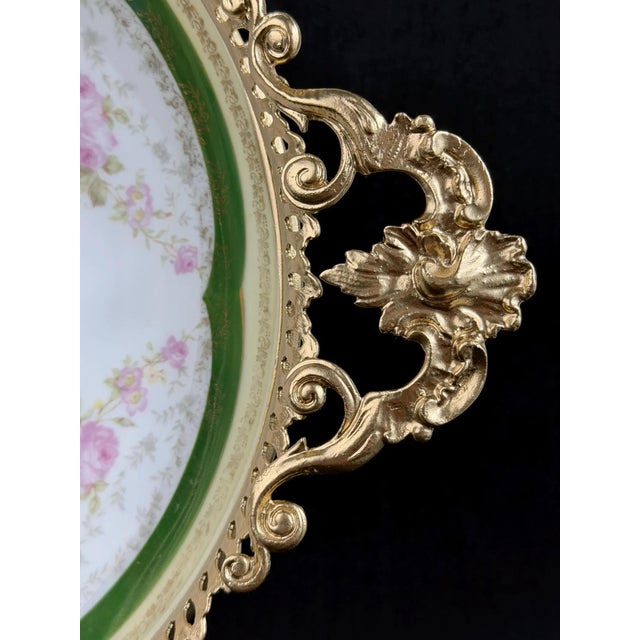 Large Royal Vienna Style Porcelain Portrait Plate in Gilt Metal Frame For Sale - Image 6 of 14