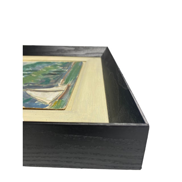 Mid 20th Century Sailboat Oil Painting With Custom Frame For Sale In Atlanta - Image 6 of 7