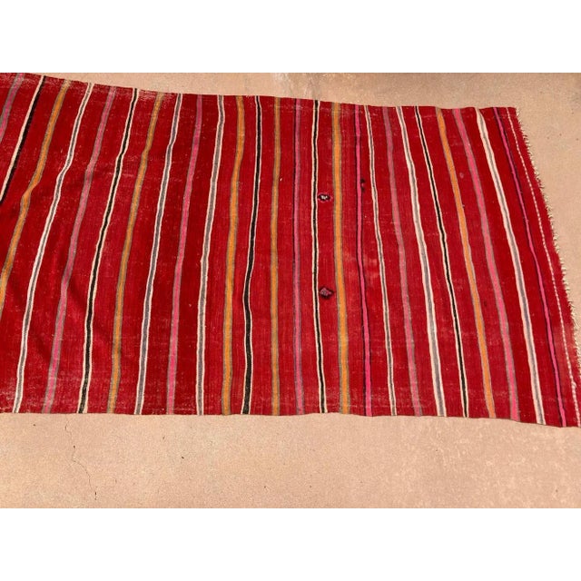 Red 1960s Moroccan Vintage Flat-Weave Ethnic Textile Rug For Sale - Image 8 of 13