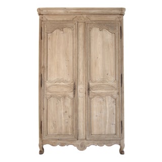 19th Century French Provincial Bleached Oak Wardrobe For Sale
