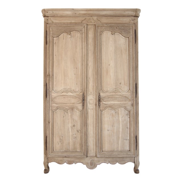 19th Century French Provincial Bleached Oak Wardrobe For Sale