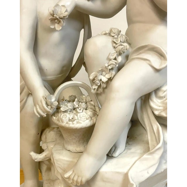 Ceramic Mid 20th Century S√®vres Style Biscuit Grouping of Children With Flowers in Landscape For Sale - Image 7 of 13