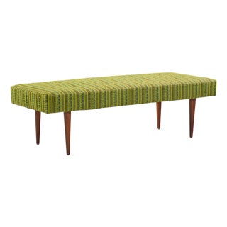 Milo Baughman for Thayer Coggin Mid Century Walnut Upholstered Bench For Sale