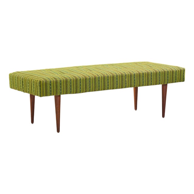 Milo Baughman for Thayer Coggin Mid Century Walnut Upholstered Bench For Sale