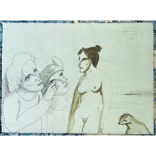 Gary Hansmann, Modern Figurative Surrealism Watercolor Painting, Drawing - Women On The Beach, 2008 For Sale