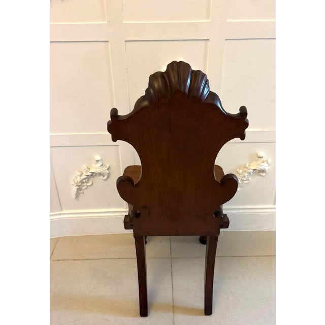 Antique Victorian Carved Mahogany Hall Chairs, 1850s, Set of 2 For Sale - Image 6 of 18