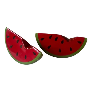 Trompe-l'Oeil Americana Ceramic Watermelon Salt and Pepper Shakers- A Pair