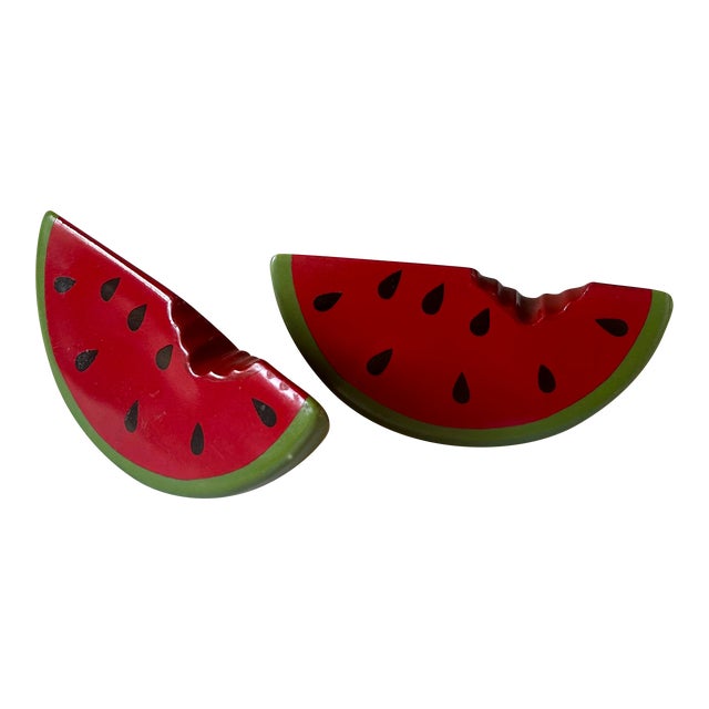 Vintage Americana Ceramic Watermelon Salt and Pepper Shakers- A Pair For Sale