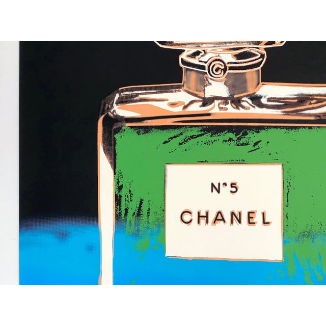 Aqua Andy Warhol Vintage 1997 Fine Art Silkscreen Print Large Pop Art Poster " Chanel No.5 " 1985 For Sale - Image 8 of 12
