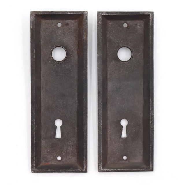 Mid 20th Century Vintage Classic Black Ceramic & Cast Iron Door Knob Set For Sale - Image 5 of 6