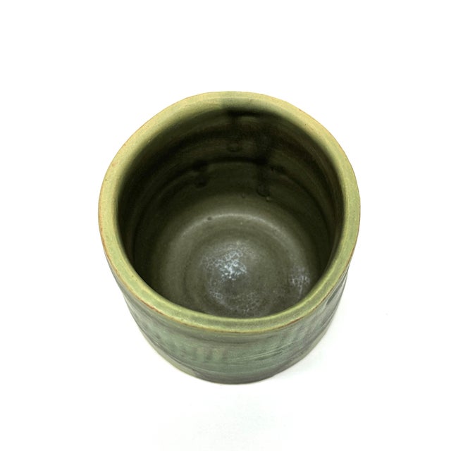 Turquoise & Olive Artisanal Chunky Pottery Vessel Curation - Group of 6 For Sale - Image 13 of 16