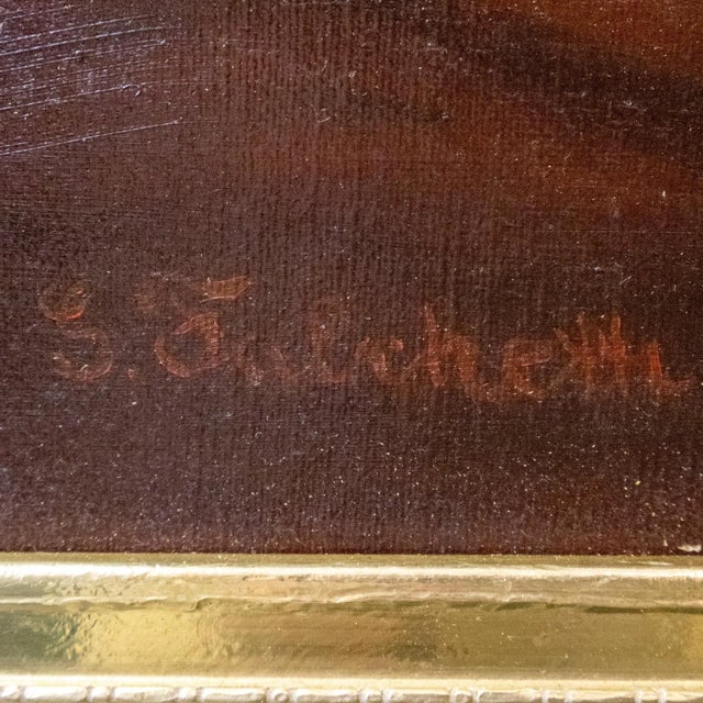 Textile Still Life Oil on Canvas With Grapes and Corn by Giuseppe Falchetti, Ca. 1875 For Sale - Image 7 of 10