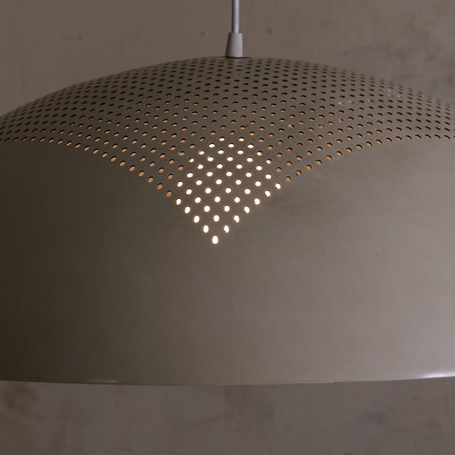 1970s Italian White Perforated Metal Pendant by Pruluce Vicenza For Sale - Image 4 of 9