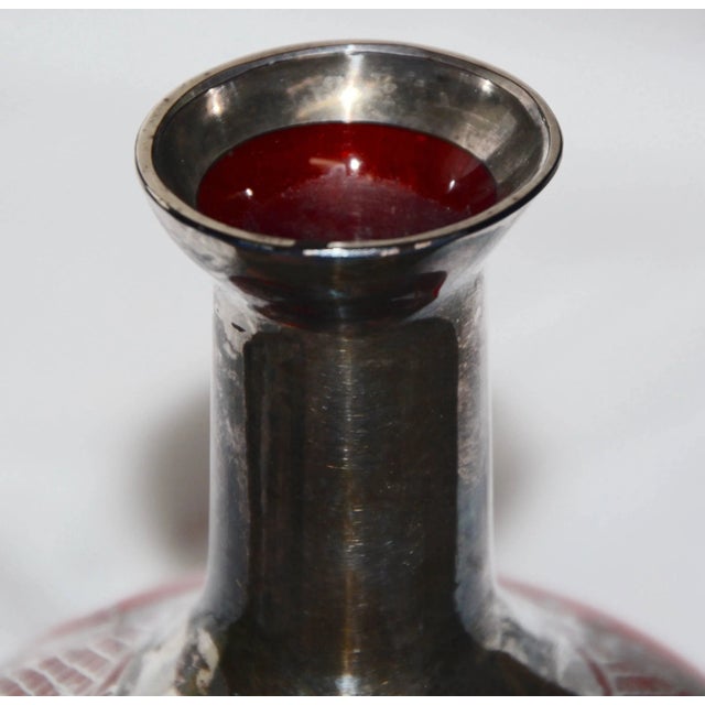 Early 20th Century Ruby With Silver Overlay Vase For Sale - Image 12 of 13