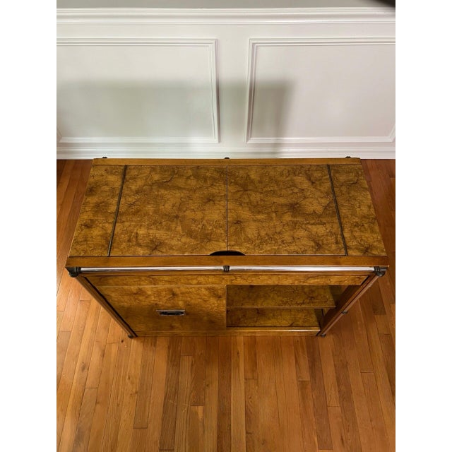 Midcentury Hollywood Regency Expandable Burl Wood Server For Sale In Philadelphia - Image 6 of 18
