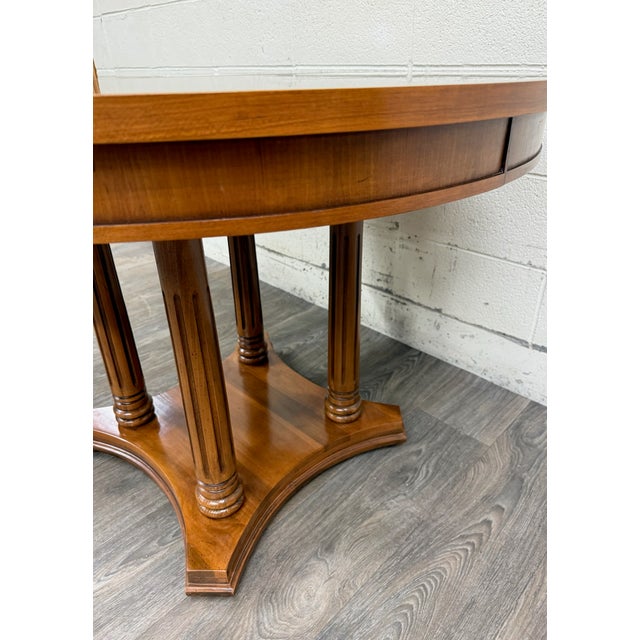 Vintage Neoclassical Regency Revival Walnut Pedestal Dining Table For Sale - Image 11 of 17