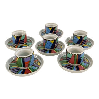 Metropol Espresso Cups and Saucers by Barbara Brenner for Rosenthal, 1990s, Set of 6 For Sale