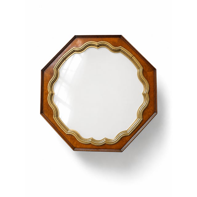Chinoiserie 1980s Vintage Baker Furniture Chinoiserie Octagonal Glass-Top Coffee Table With Floral Hand-Painting For Sale - Image 3 of 13