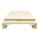 Vintage Henredon Faux Goatskin Coffee Table Decorative Modern Design Large Low Table For Sale