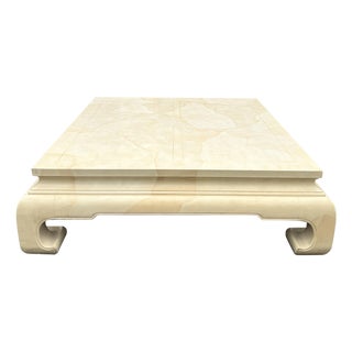Vintage Henredon Faux Goatskin Coffee Table Decorative Modern Design Large Low Table For Sale