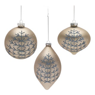 Champagne Glittered Ball Ornament (Set of 6) For Sale