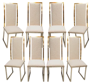 Vintage Chairs in Bouclé Wool by Michel Mangematin, 1970, Set of 8