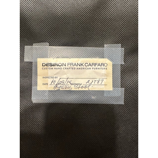 2010s Pair of Desiron Blue Upholstered Stools With Steel Base For Sale - Image 5 of 11