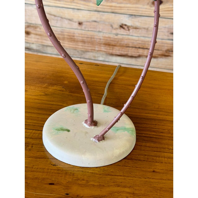 Vintage Sculptural Palm Tree Tole Lamp With Tropical Jungle Shade For Sale - Image 4 of 12