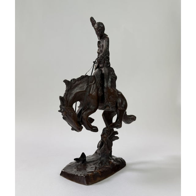 Abstract Bronze Cowboy on Bucking Horse Sculpture, 12” H For Sale - Image 10 of 12