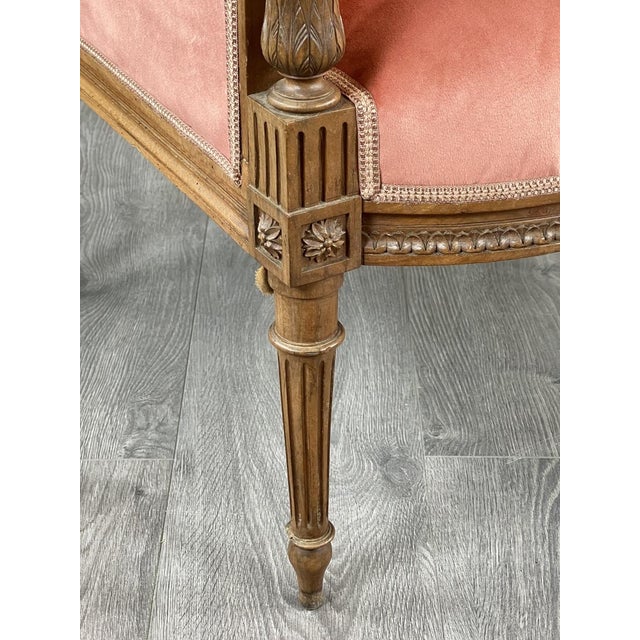 20th Century Louis XVI Bergère Armchairs in Carved Wood and Velvet, Set of 2 For Sale - Image 10 of 13