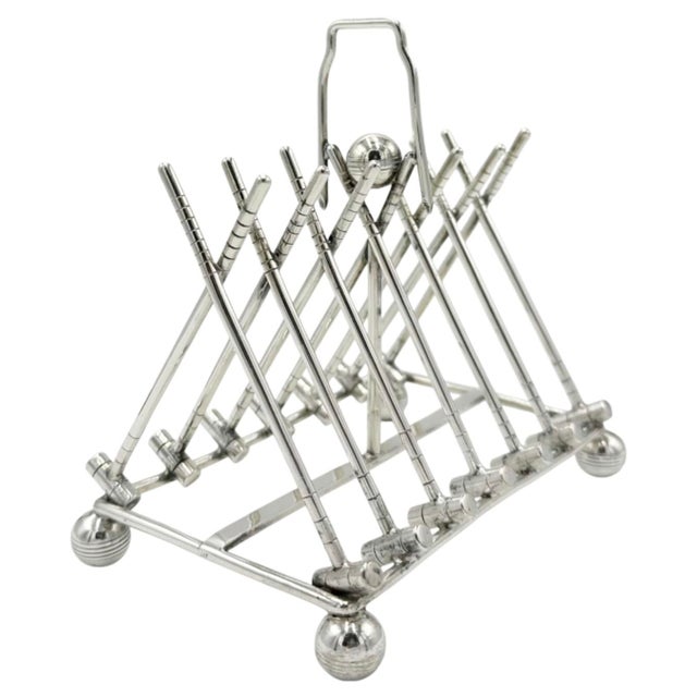 Antique Novelty Croquet Mallet Silverplate Toast Rack Letter Holder For Sale - Image 9 of 9