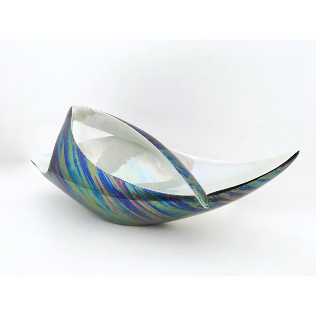 Vintage White and Iridescent Ceramic N 6768 Bowl by Lusso, Italy, 1950s For Sale - Image 9 of 9
