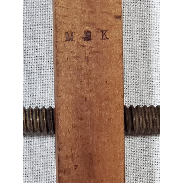 American Antique Original Large (18") Hand Made Solid Wood Screw Vise With Makers Mark For Sale - Image 3 of 4