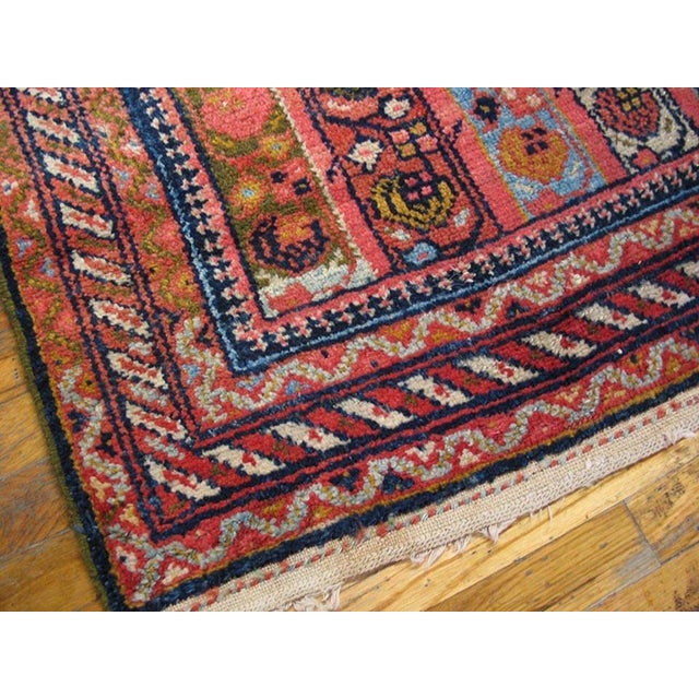 1900s Multicolor Geometric Handknotted Antique Persian Kurdish Runner Rug '5" X 11'8" Wool Carpet For Sale - Image 4 of 4