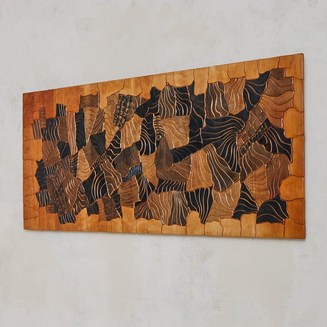 Monumental French Multi Wood Wall Sculpture by Lucien Bénière For Sale In Chicago - Image 6 of 11
