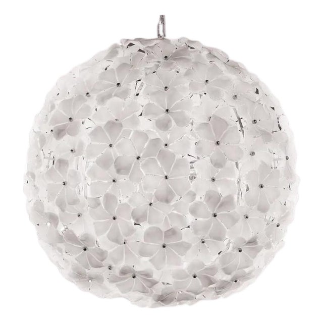 21st Century White Lotus Murano Chandelier by Fabio LTD For Sale