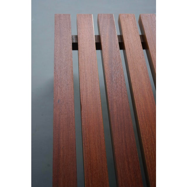 Brown Mid-Century Slatted Teak Low Bench, 1960s For Sale - Image 8 of 18