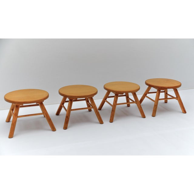 Mid-Century Modern Oak Stools, 1960s, Set of 4 For Sale - Image 13 of 13
