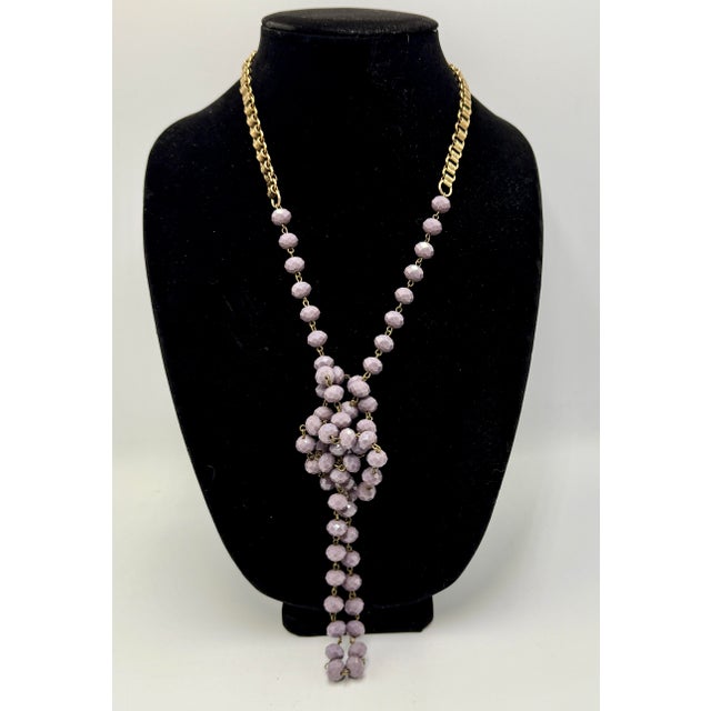 Book Chain Lavender Glass Gold Filled Long Victorian Necklace Antique 46” For Sale In Los Angeles - Image 6 of 6