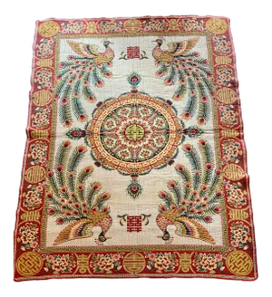 Mid 20th Century Asian Embroidered Rug/Wall Hanging 6x8.5