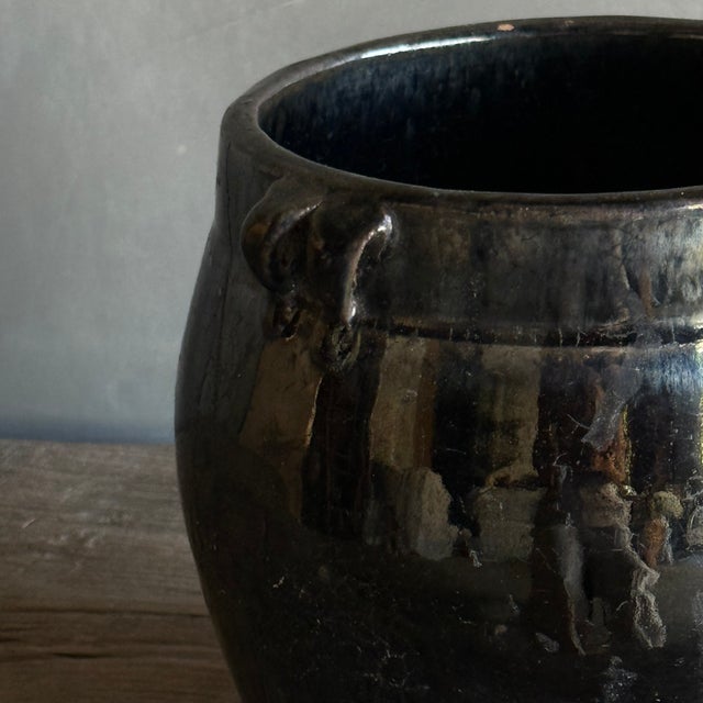 Late 20th Century Late 20th Century Black Glazed Decorative Pottery Small Size For Sale - Image 5 of 5