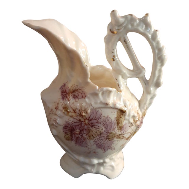 1950s Victorian Porcelain Floral Ewer For Sale